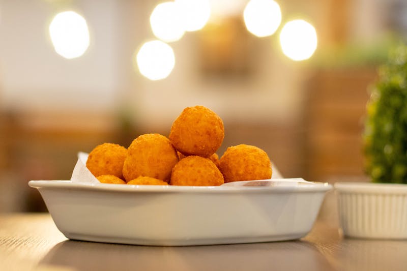 Golden crispy arancini rice balls