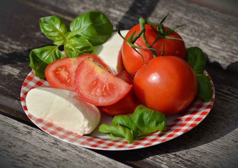 Classic Caprese salad with tomatoes and mozzarella